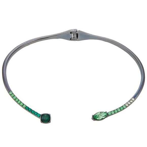 VERA WANG Rocker Chic Gunmetal Ombre Green Crystal Collar Necklace**NEW! - Picture 1 of 2